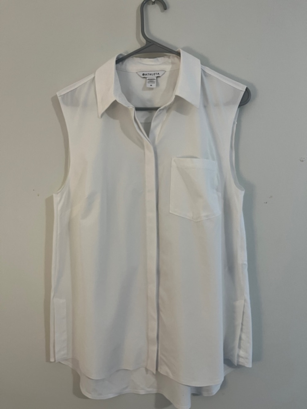 Athleta Crisp White Sleeveless Collared Top